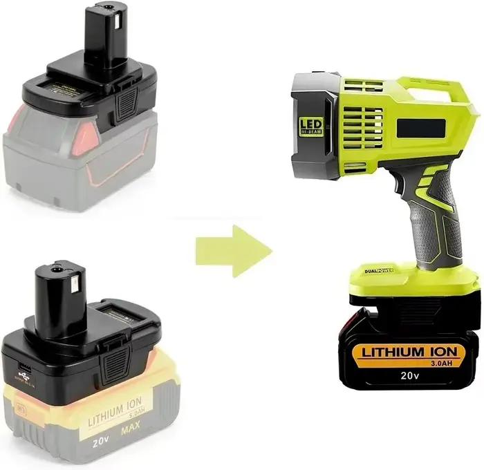 Adaptateur de batterie avec port USB pour Dewalt vers pour outils Ryobi pour batterie Milwaukee, con