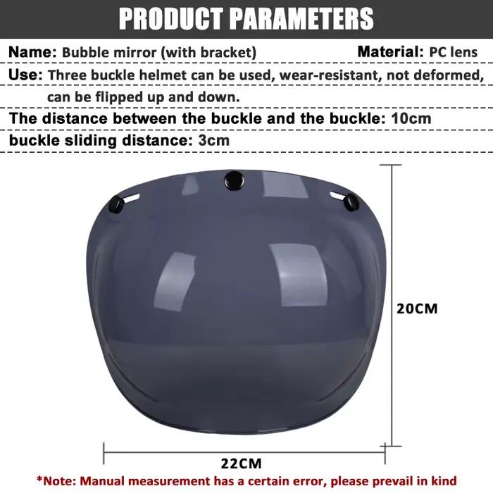 Visière de casque ouverte casques de moto visières à bulles rabattables visière de moto lentille de