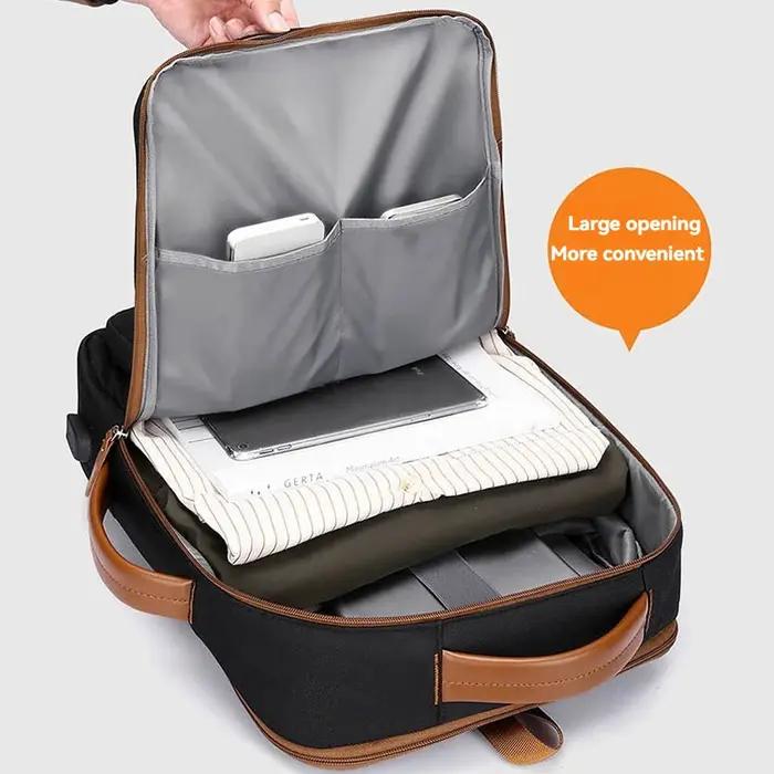 Sac à dos de voyage pour ordinateur portable, sac à dos étanche extensible avec port de chargement U