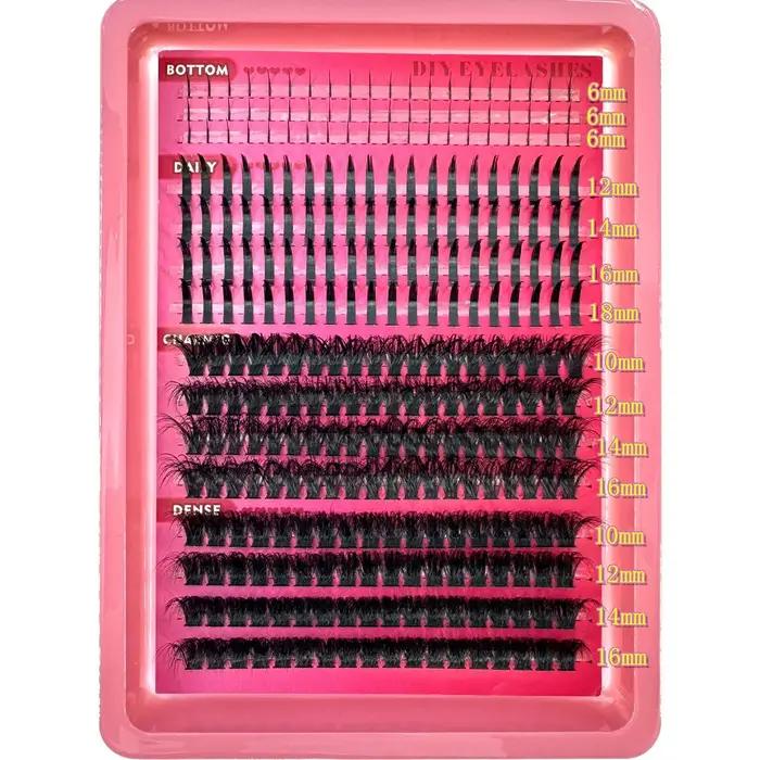 15 rangées de grappes de faux cils pointes et cils inférieurs bricolage Manga Cluster Extensions de