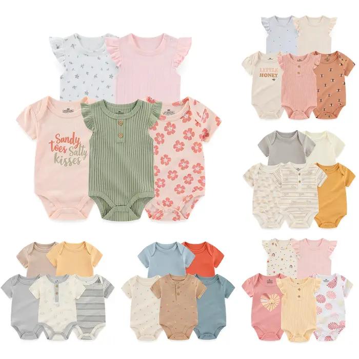 Lot de 5 bodys mignons de dessin animé pour bébés garçons et filles de 0 à 12 mois, combinaisons uni