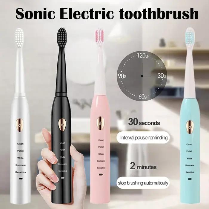Brosse à dents électrique, Mode 5 vitesses, chargement USB, 4 couleurs, étanche IPX7, ultrasonique,
