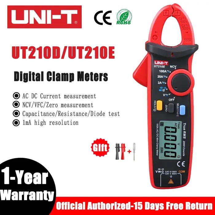 Mini pince multimètre UT210E pour tests de tension et courant AC DC avec mesure de fréquence pour bricoleurs et techniciens
