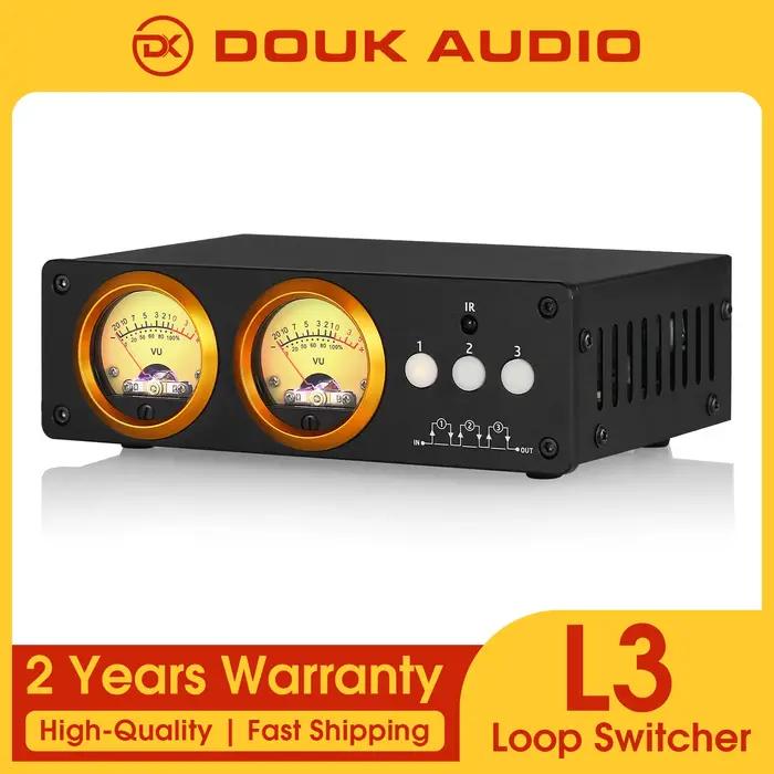 Douk Audio-Commutateur de boucle audio stéréo L3, 3 canaux, VU-mètre, 1 entrée-3 sorties, boîtier de