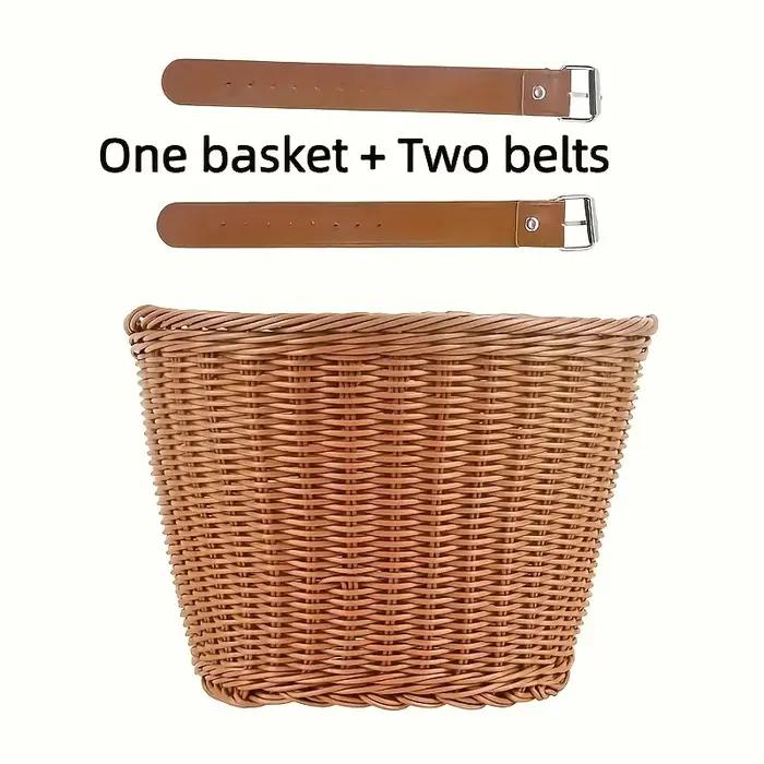 1 panier de vélo, panier de rangement de style tressé, adapté aux scooters, poussettes et vélos – pa