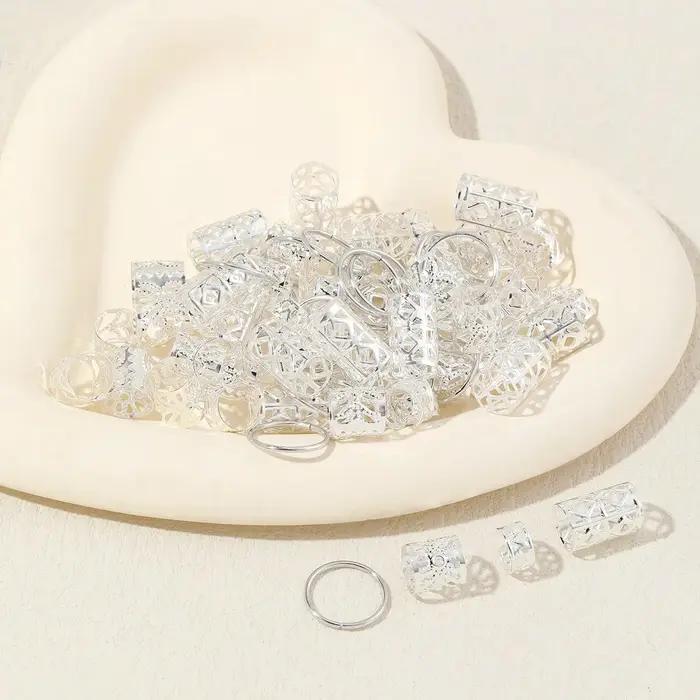 80 pièces anneau de cheveux creux bricolage style de cheveux accessoires de cheveux Loc bijoux de ch