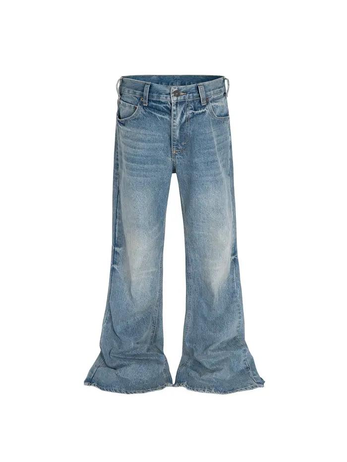 MIJKO Harajuku Streetwear lavé Vintage solide jean hommes Y2K droit Baggy Flare pantalon unisexe déc