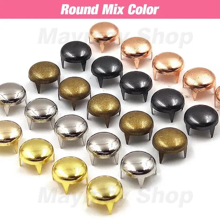 Rivets à quatre griffes 6-12mm, 100 pièces, goujons à pointes rondes, Rivets pyramidaux pour l'artis