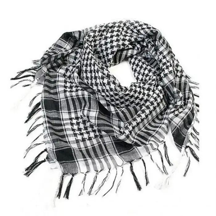 Écharpe Hijab à carreaux légère pour hommes et femmes, foulard arabe du désert, foulard tactique dou