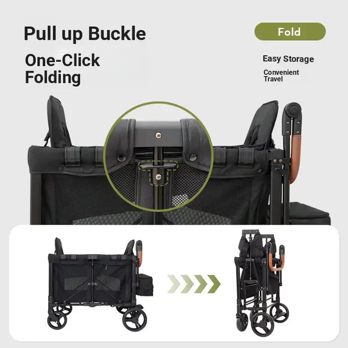 Poussette double pour bébés 2-en-1, position assise et inclinable, légère, pliable, chariot de campi