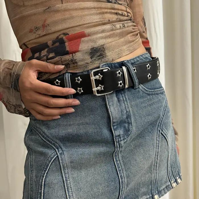 Ceinture femme grande taille Double trou hommes ceinture Punk Hip Hop Rock Style sous-culture Y2K ce