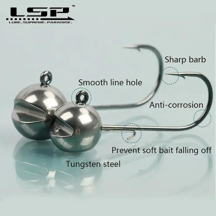 LSP jig head crochet de pêche 1g 1.5g 2g 2.5g 3g 3.5g 5.3g 7g 10g 14g hameçon barbelé matériel de pê