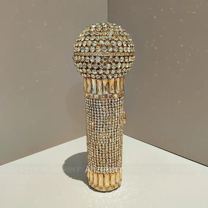 Alizekerr – sacs de soirée en strass en forme de Microphone pour femmes, magnifiques pochettes uniqu