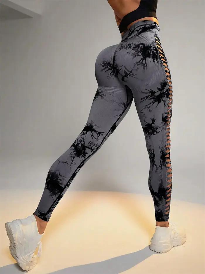 Leggings sans couture Tie Dye femme : yoga taille haute, effet fessier, maille latérale - confort absolu