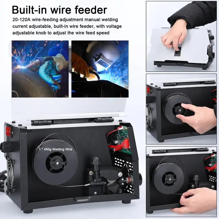 Soudeuse MIG MMA 2 en 1 120A portable à onduleur IGBT, machine à souder sans gaz CO2, plus de 5000 v