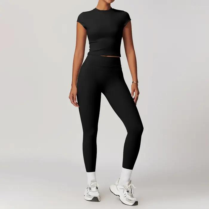 Ensemble yoga femme Mikeyoga 2 pièces - Legging et soutien-gorge sport confortable pour fitness