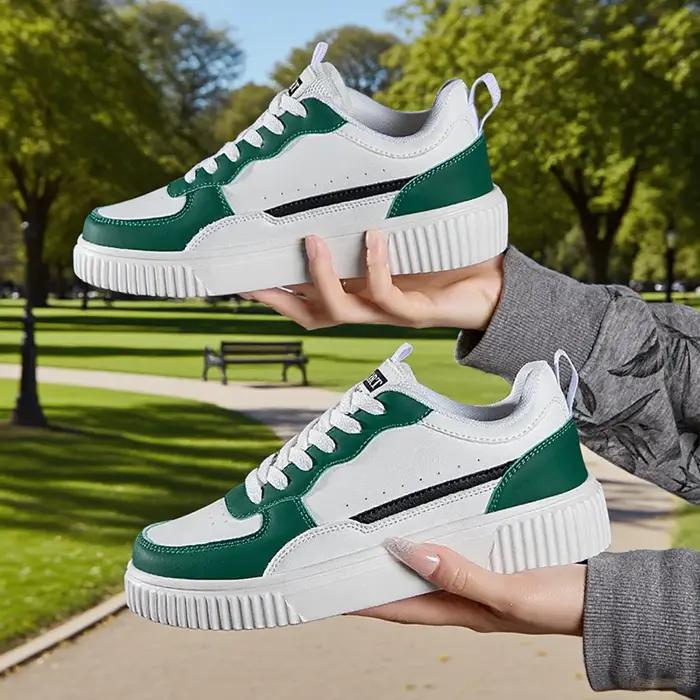 Mode femmes chaussures décontractées respirant marche chaussures plates baskets blanc chaussures fem