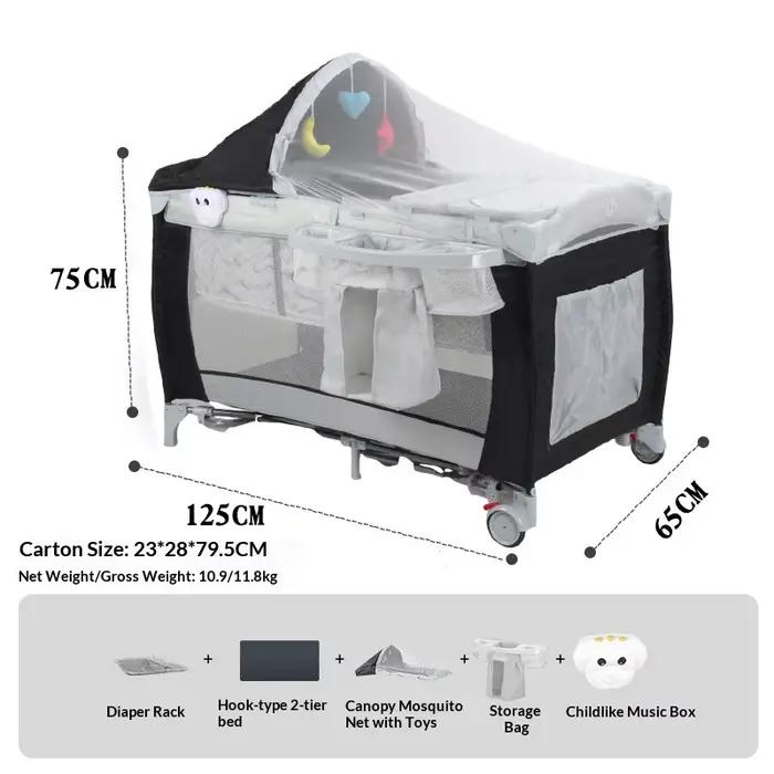 Lit bébé pliable multifonctionnel, lit mobile pour nourrisson, lit portable pour nouveau-né, lit d'a