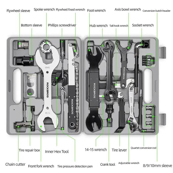ROCKBROS – ensemble d'outils de vélo, boîte d'outils de cyclisme, vélo professionnel multifonction,