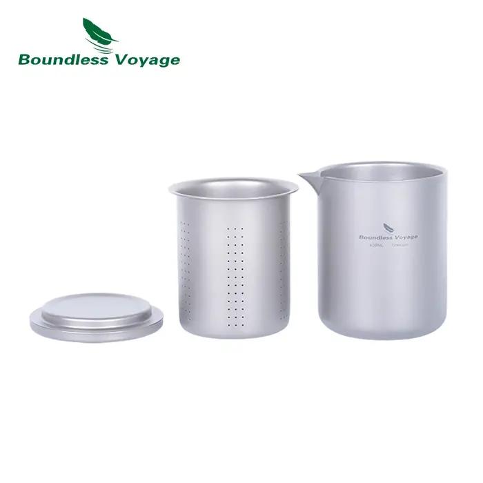 Boundless Voyage-Service à thé en titane à double paroi, théière légère avec filtre, camping en plei