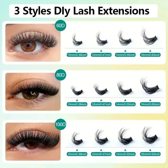 60D80D100D Faux cils épais de longueur mixte, style œil de chat bouclé en D pour un look moelleux et