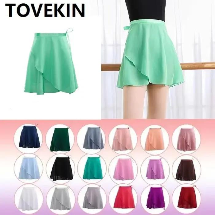 Adulte mousseline de soie ballet tutu danse jupe femmes filles gymnastique jupe portefeuille formati