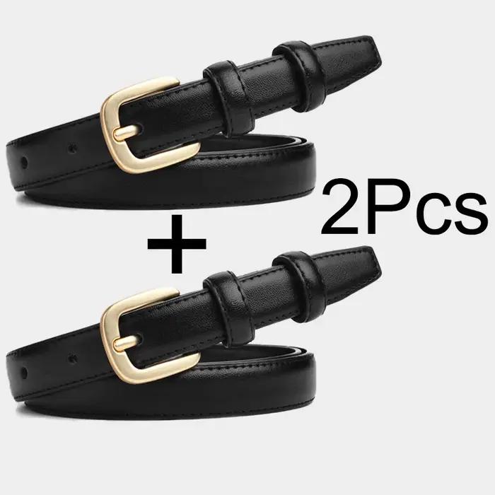Ceinture noire pour femmes, 2 pièces, mode rétro, boucle à aiguille, ceinture en jean, sangle décont