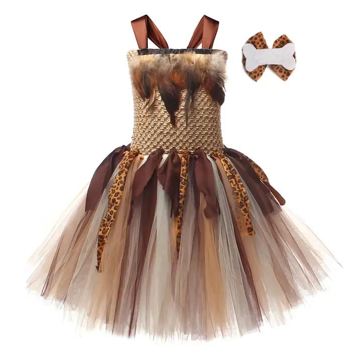 Costume de Diversification pour Fille, Robe Tutu d'Halloween, Cosplay d'Anniversaire, Jungle, Carnav