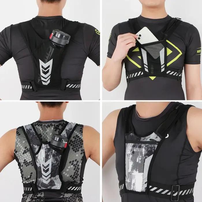 Gilet de course réfléchissant avec poche téléphone - Équipement sécurité pour jogging nocturne