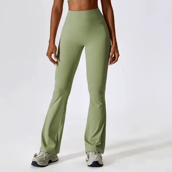 Leggings évasés taille haute femme - Pantalon de yoga et danse latine - Fitness et gym confortable