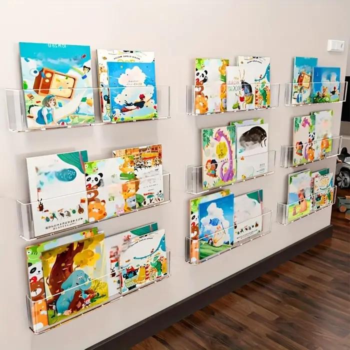 Organisateur livre d'images vitrine bibliothèque mur pour enfants derrière la porte lecture Magazine