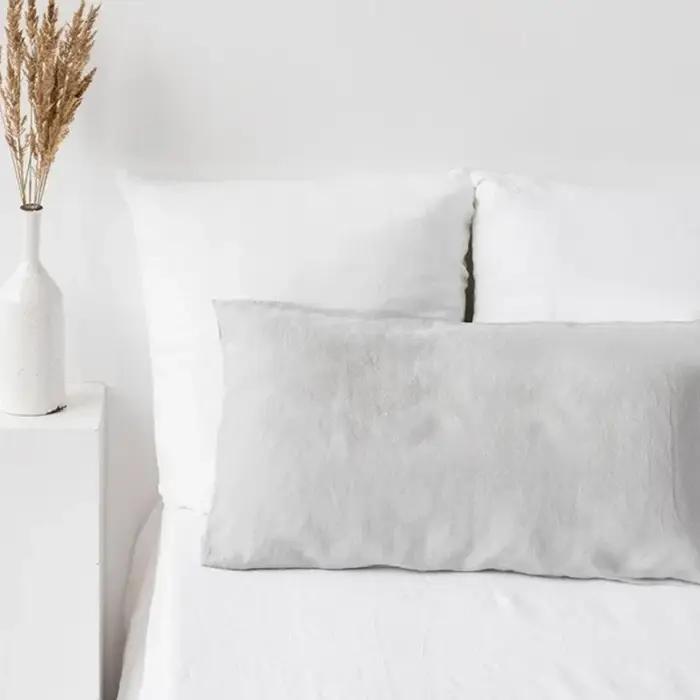 Taie d'oreiller double en lin pur, housse de coussin, taille personnalisée, anti-acariens, Euro Sham