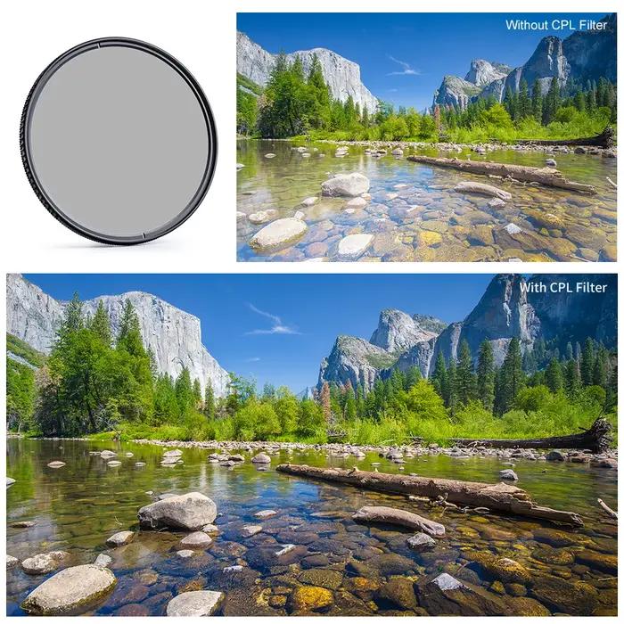 Kits de filtres pour appareil photo K&F CONCEPT MC UV CPL avec capuchon d'objectif, polarisant circu