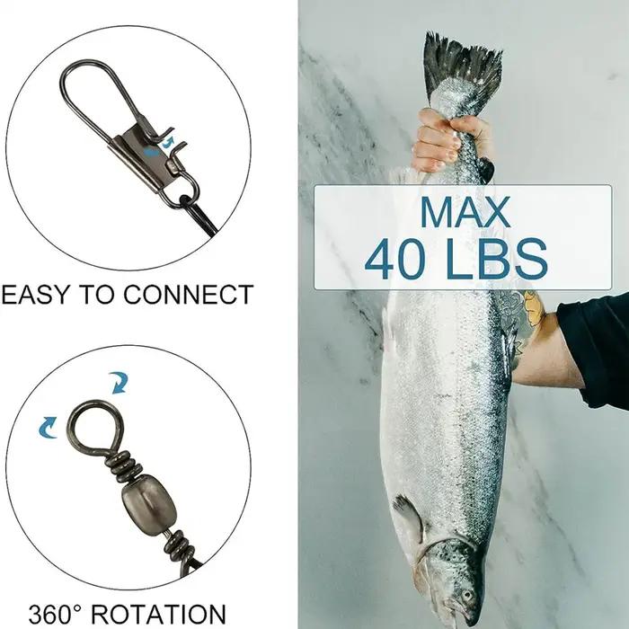 100/50/30/10 pièces Anti-morsure ligne de pêche en acier fil d'acier Leader avec accessoire de pêche