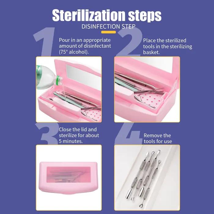 Outils de manucure, plateau de stérilisation pour outil de beauté, outils pour ongles, boîte de dési