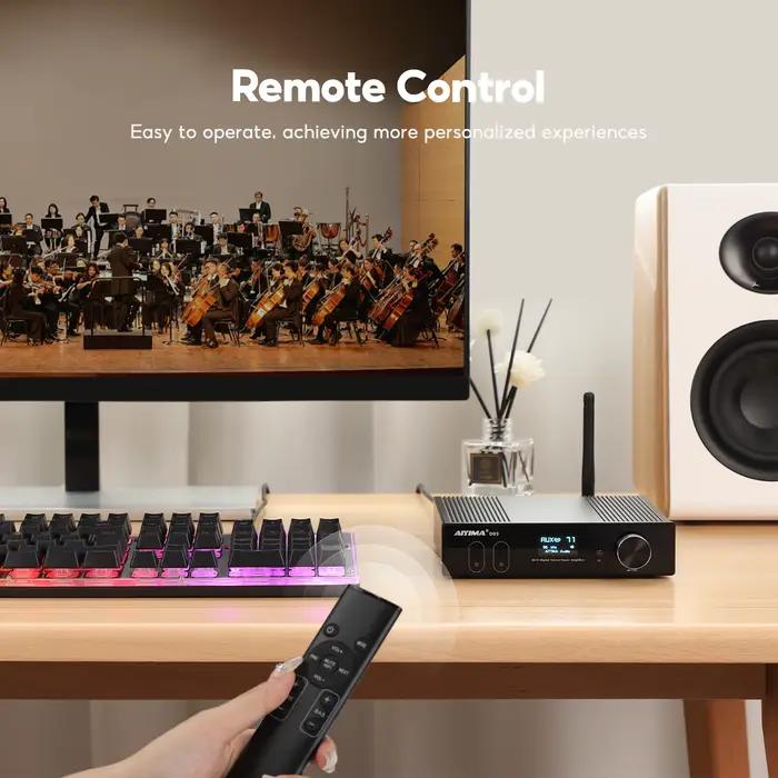 Amplificateur Bluetooth AIYIMA D03 150Wx2 Stéréo HiFi Amplificateur de son Subwoofer USB DAC OLED AP