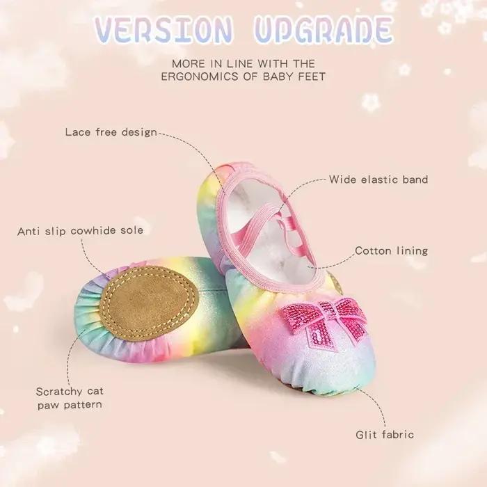 Ballerines arc-en-ciel paillettes pour danse enfant fille yoga skate occasions spéciales