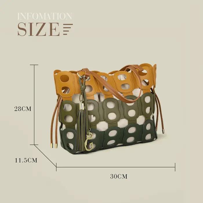 Sac bandoulière PG pour femme – Nouvelle collection de luxe, design épuré, motif ajouré, grande capa