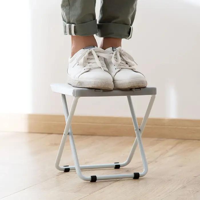 Tabouret de bain en plastique multifonctionnel, cuisine à domicile, intérieur, portable, pliable, co