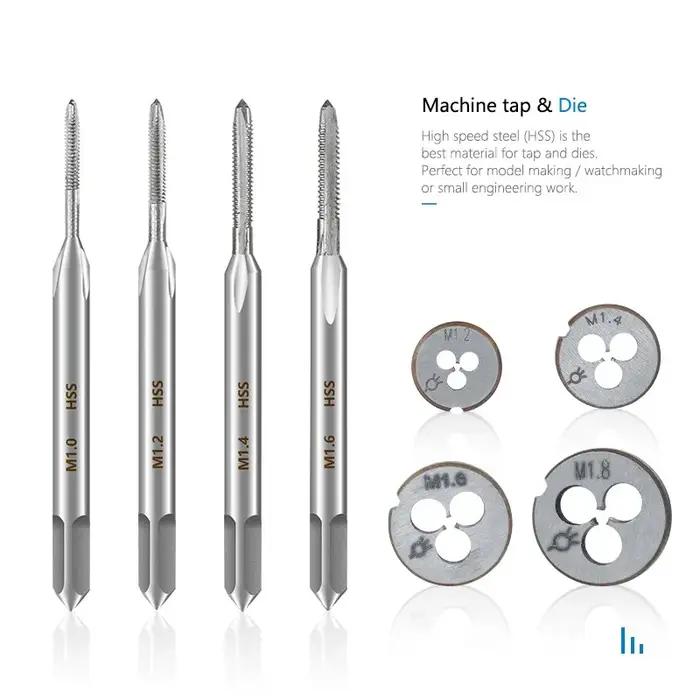 HAMPTON 2pcs Métrique Vis Tap Et Die Set M1-M9 HSS Tap Die Set Main Droite Machine Vis Mini Filetage