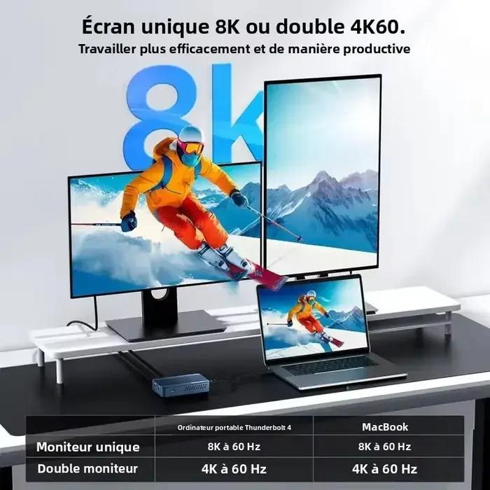 Boîtier Acasis USB-C 40 Gbit/s compatible Thunderbolt/USB 4 M.2 NVMe SSD | Station d'accueil double écran avec HDMI/DP 8