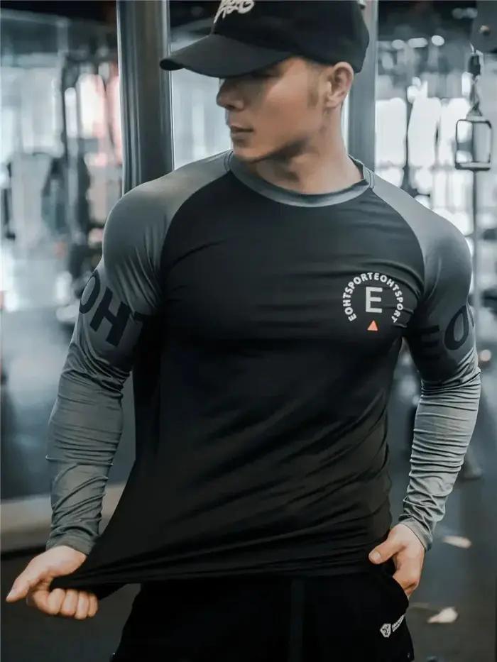 T-shirt de basket-ball homme manches longues séchage rapide respirant ajusté pour entraînement sportif