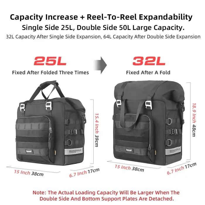 Bal inowalk-Sac Latéral Étanche pour Moto, Sacoche Extensible à Dégagement Rapide, Cube 3D, Moteur,