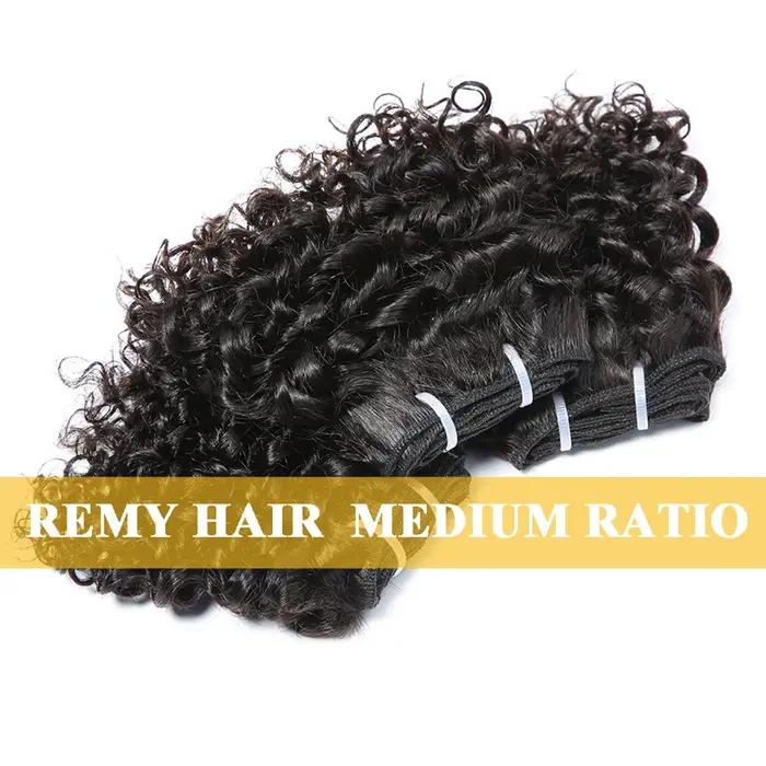 Code Calla rebondissant cheveux bouclés paquets Double tirage indien 6 pouces coupe courte Remy Exte