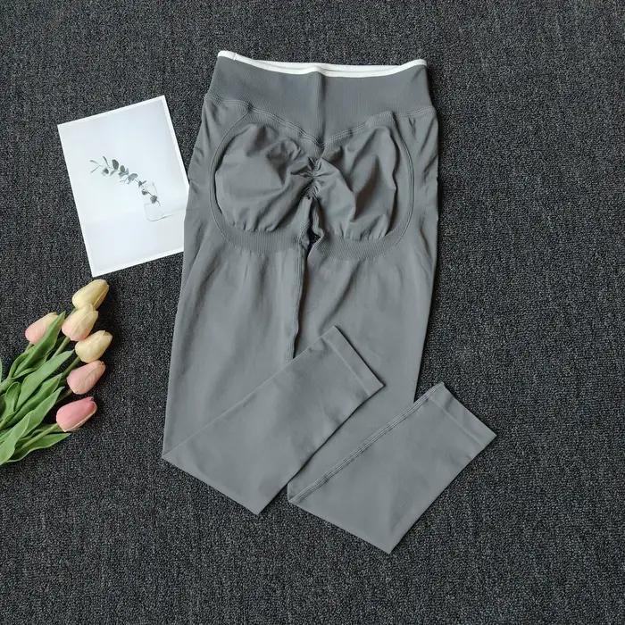 Leggings taille haute sans couture pour femme, effet push-up, avec design colorblock - Extensibles d