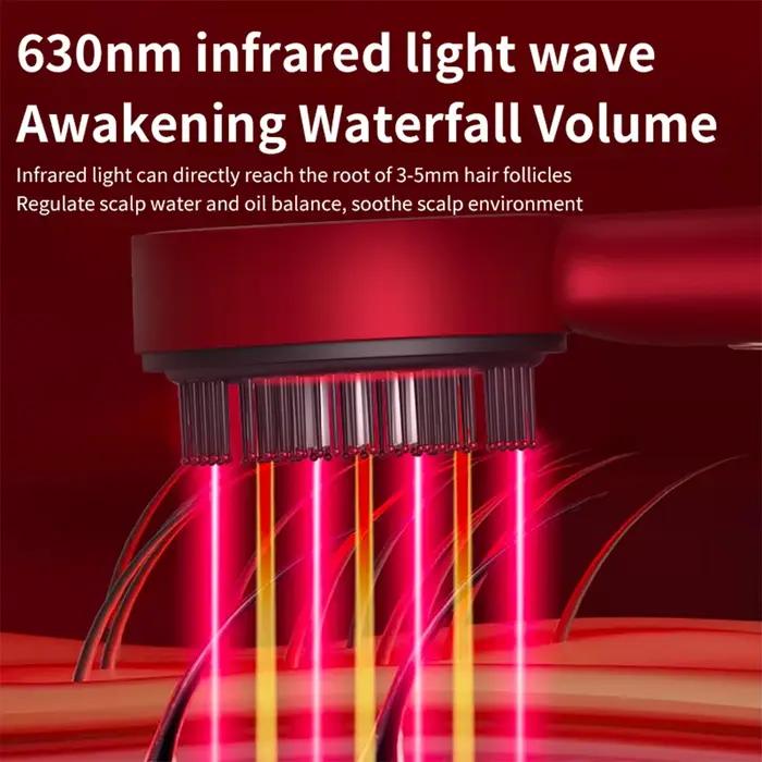 Peigne de Massage électrique à vibrations, thérapie à la lumière rouge, brosse de Massage pour la cr