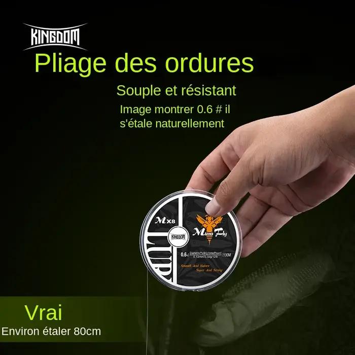 Kingdom Micro Fly 100M 150M tresse PE ligne de pêche 4 brins 0.2 # /0.4 # /0.6 # Distance de coulée lointaine de 9 à 1