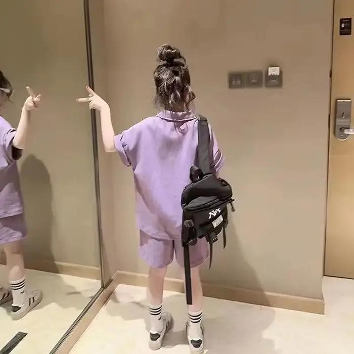 Ensemble T-shirt et pantalon à manches courtes pour filles, vêtements de sport décontractés, olympiq