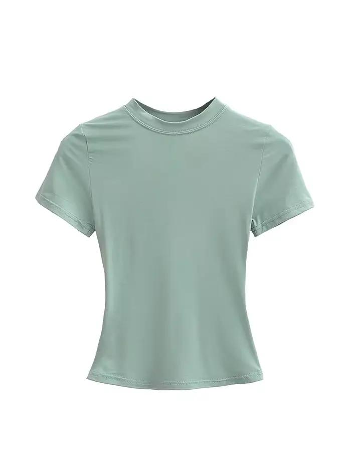 T-shirt manches courtes pour femmes, décontracté, de haute qualité, Sexy, Slim, tendance, couleur un