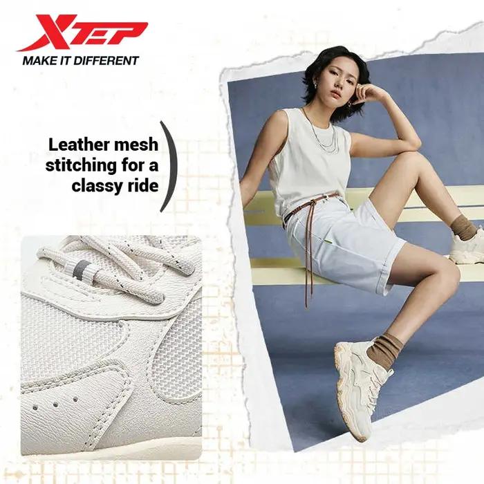 Xtep chaussures décontractées pour femmes 2025 été léger respirant maille à semelles épaisses hauteu